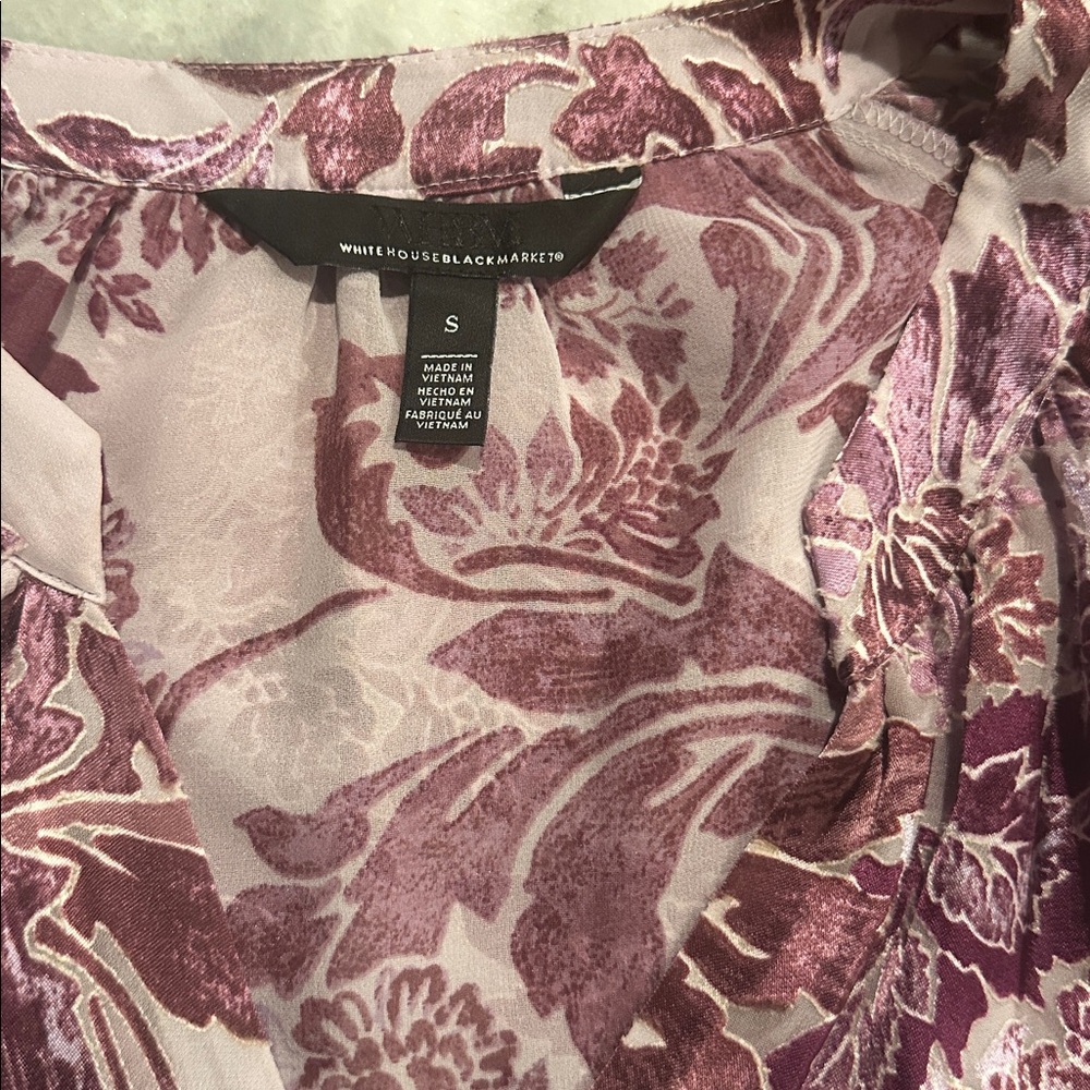 WHBM floral silk burnout blouse - Picture 6 of 6